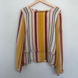 Anthropologie Maeve striped silk blouse large